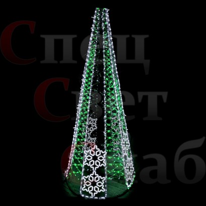 Уличная светодиодная Ёлка 4 м Зеленая со Снежинками