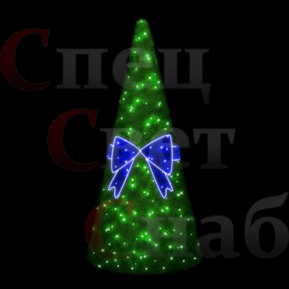 Уличная светодиодная Елка с Синим Бантом 4м