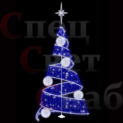 Светодиодная уличная елка "Спираль" 4 м Синяя