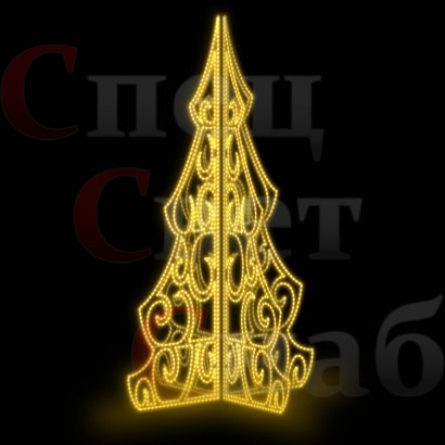 Световая Уличная Ёлка "Морозная" 4 м Четырехгранная Тепло-Белая